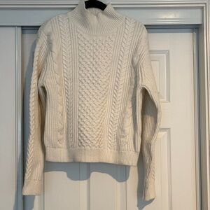 Banana Republic Cream Cable Knit Turtleneck Sweater